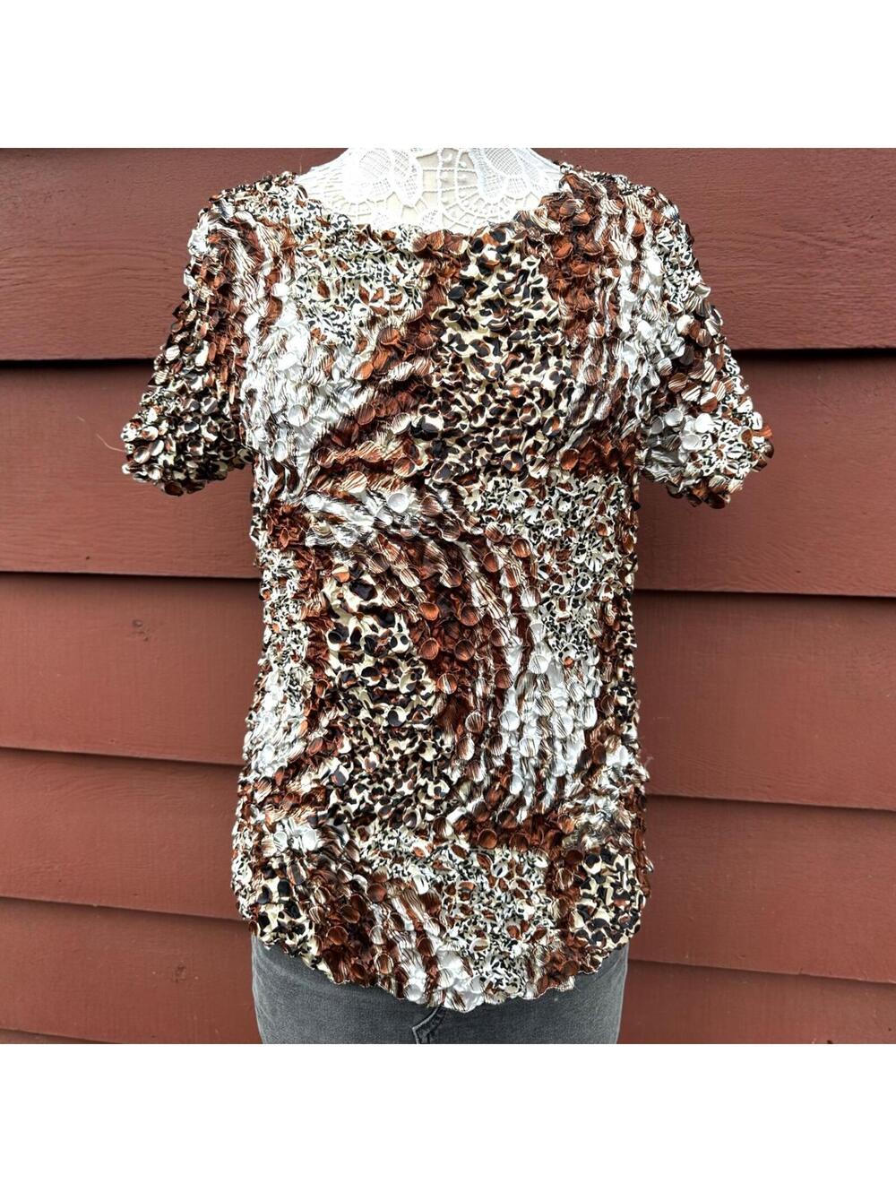 Mixed‎ Animal Print Bubble Popcorn Top